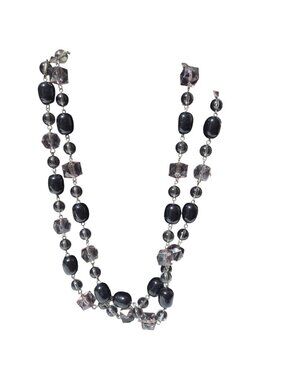 Retro Beaded Necklace Black Pink Faceted Cubic Beads Fashion Jewelry Women